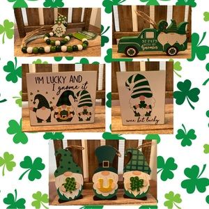 St. Patricks Day Gnome Bundle Of 7, Irish Gnome Decor, Farmhouse Gnome Decor